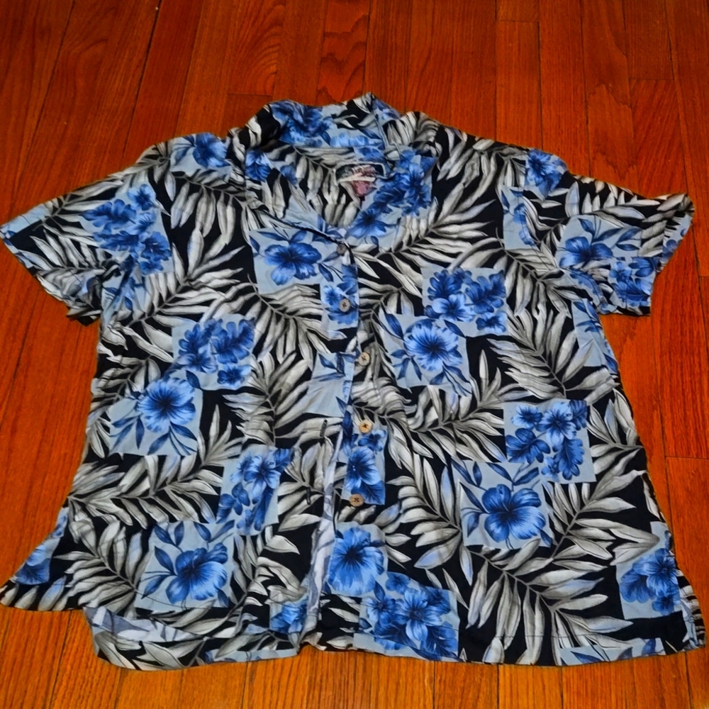 LA Cabana Tropical Button Down Short Sleeve Rayon Shirt. 2xl